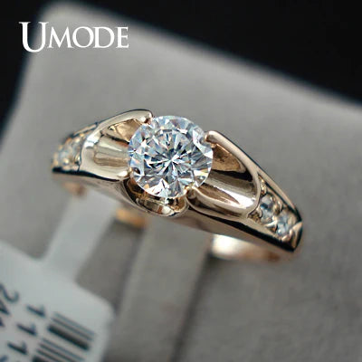 UMODE Rose Gold Color Mounting anel feminino aneis bijoux 0.5 ct Zirconia Engagement Jewelry Rings JR0064A UMODE Rose Gold Color Mounting anel feminino aneis bijoux 0.5 ct Zirconia Engagement Jewelry Rings JR0064A